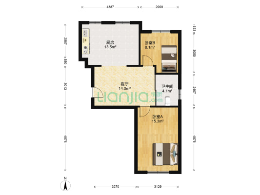 润德.都市捷座 2室1厅1卫 85平方