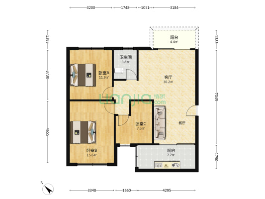 宏远新村 3室1厅1卫 90平方