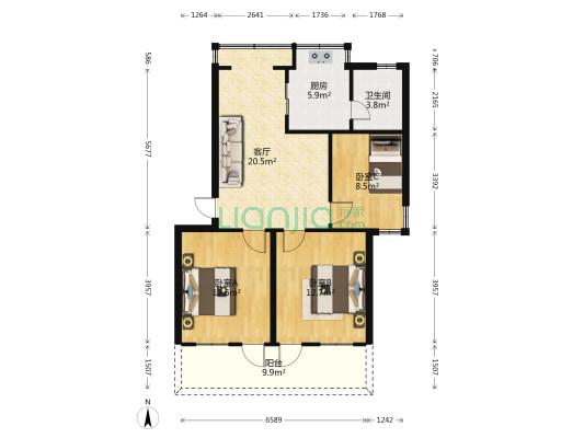 前横路127号  3室1厅1卫 78平方