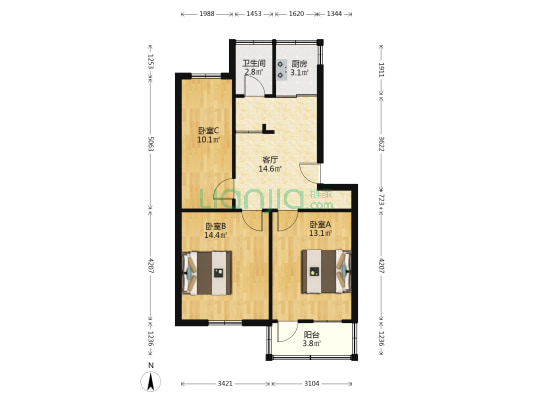 警苑小区 3室1厅1卫 54平方