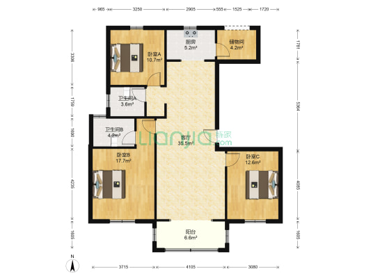 缇香郡 3室1厅2卫 128平方