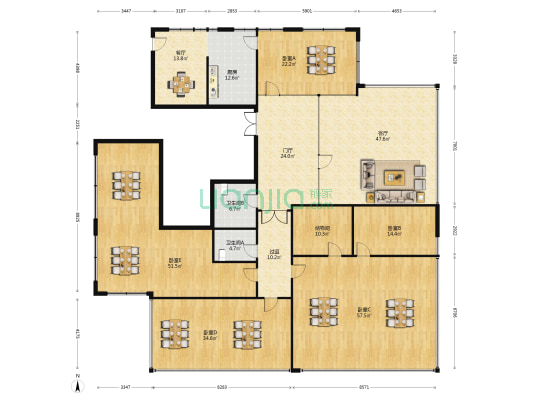 紫荆信息公寓 5室2厅2卫 421平方