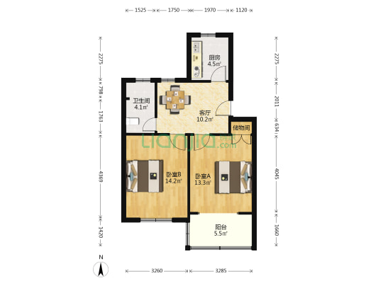 富岩路13号 2室1厅1卫 65平方