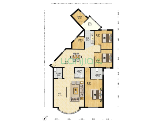虹临宝都 3室2厅3卫 180平方