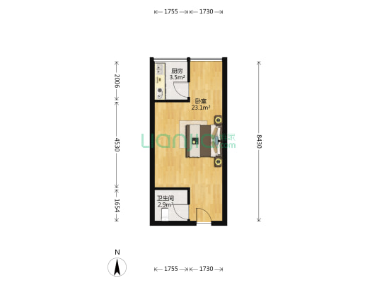 易天国际广场 1室0厅1卫 45平方
