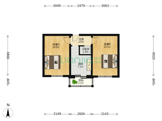 宁山小区 2室0厅1卫 58平方