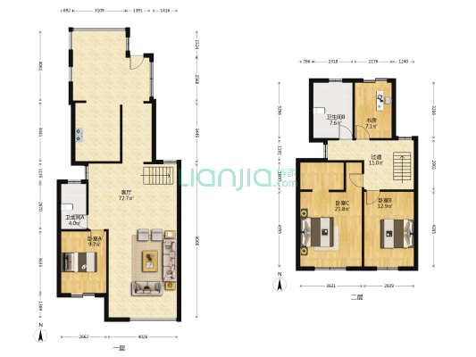 汇锦城(一期) 4室1厅2卫 166平方