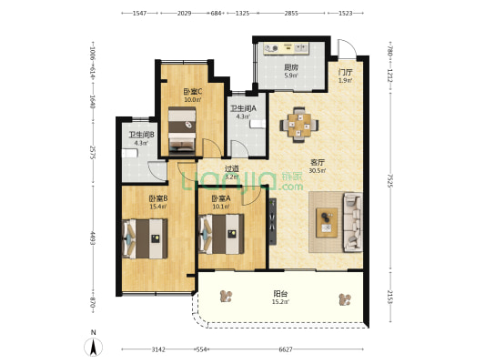 文博映樾 3室1厅2卫 124平方