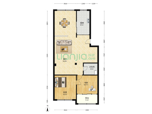 翡翠路 2室1厅1卫 120平方