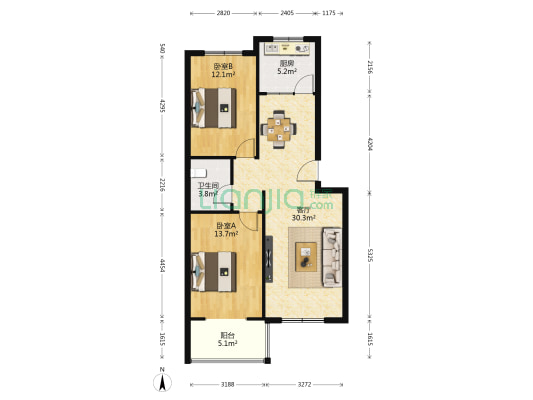 博文家园 2室1厅1卫 93平方