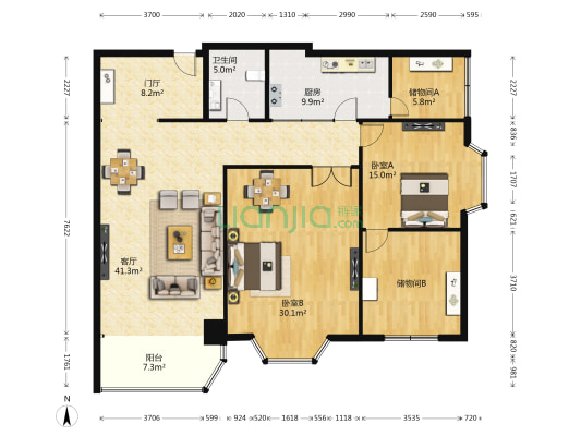 中雅大厦 2室1厅1卫 186平方