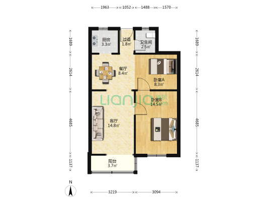 红星路163号 2室2厅1卫 69平方