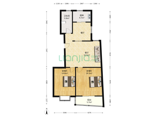 子房美景花園 2室1厅1卫 109平方