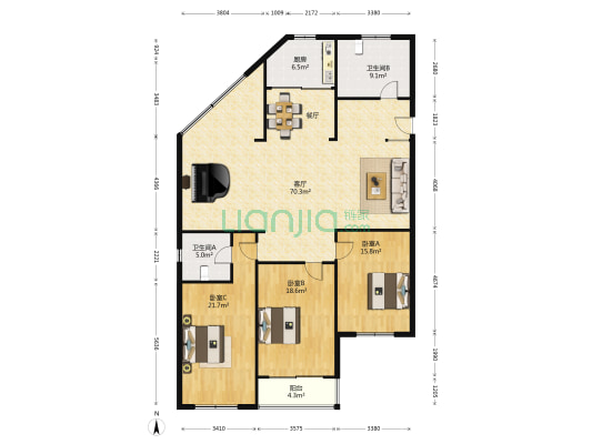 民生公寓 3室1厅2卫 189平方