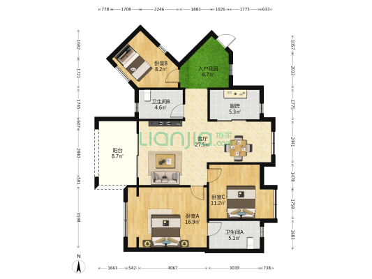 三亚新华联奥林匹克花园 3室1厅2卫 108平方