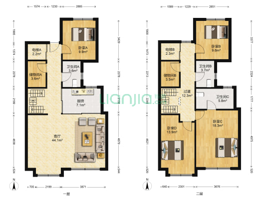 万科海右府 4室1厅3卫 226平方