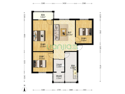 西关房管局 3室1厅2卫 83平方