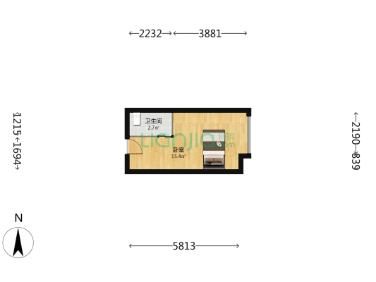 明信晓筑 1室0厅1卫 32平方