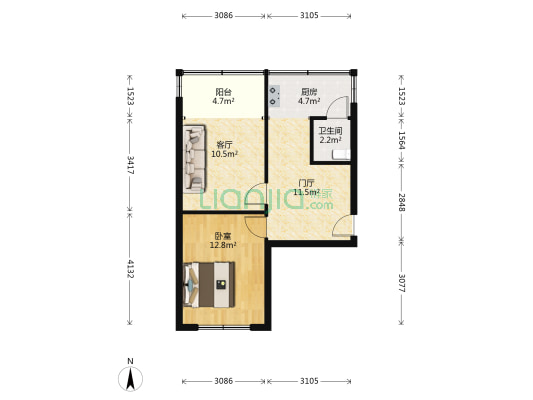 延安北巷 1室1厅1卫 55平方