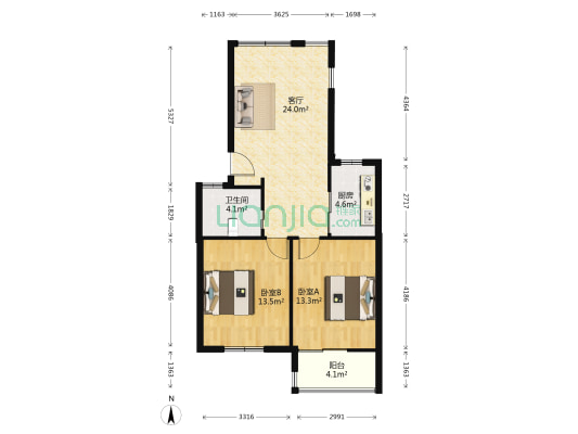四方家园 2室1厅1卫 78平方