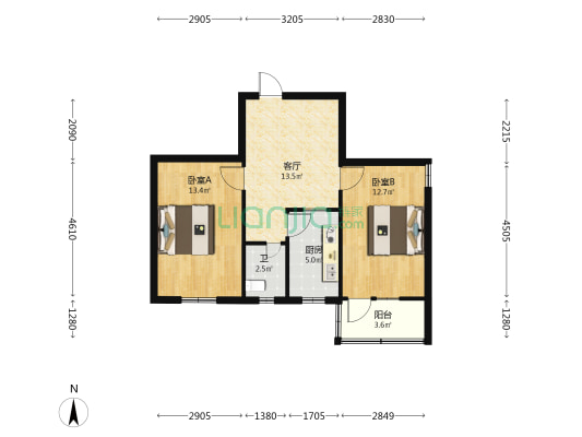 779商业小区 2室1厅1卫 62平方