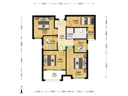 天地源万熙天地枫园 6室0厅1卫 94平方