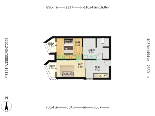 诚功新时代 1室1厅1卫 54平方