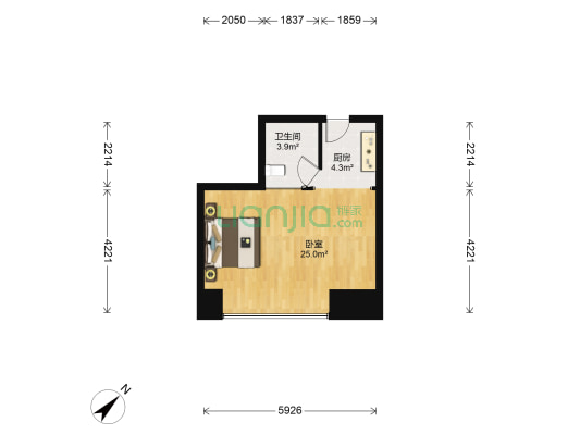绿地国博财富中心 1室0厅1卫 48平方