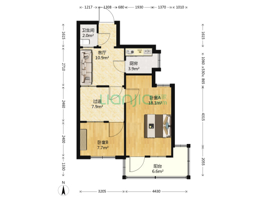 六安路86号 2室1厅1卫 60平方