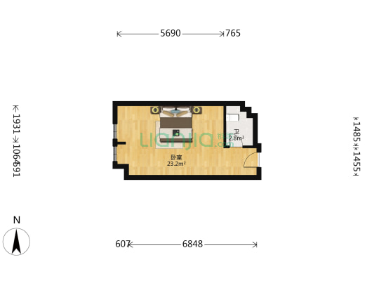 弹子石环线朝南精致精装小户型 出租自住均可-户型图