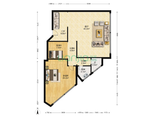 财智大厦 2室1厅1卫 141平方