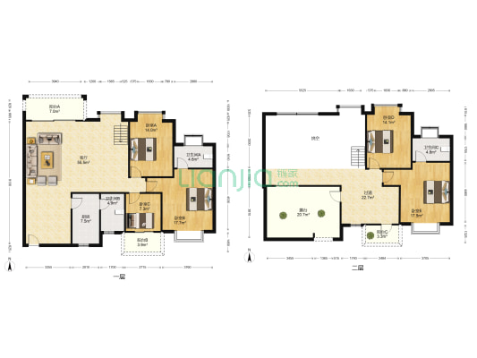 百花苑小区 5室1厅3卫 238平方