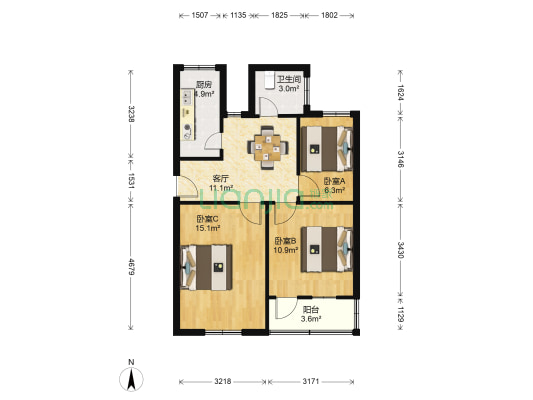 花园浜一村 3室1厅1卫 74平方