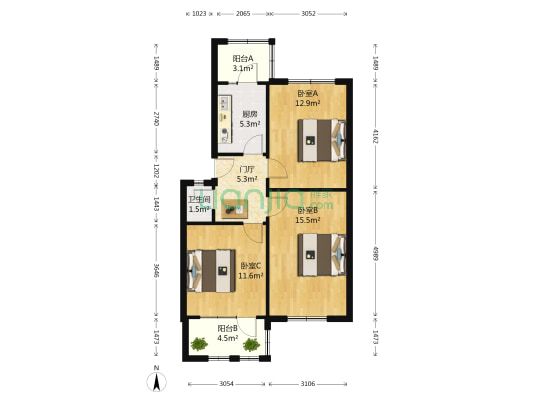 东城拐下街8号 3室0厅1卫 62平方