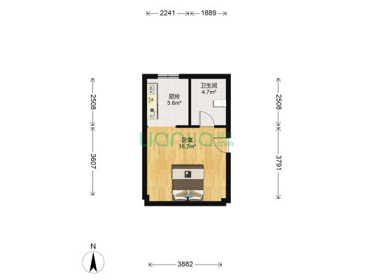 新科大厦 1室0厅1卫 39平方