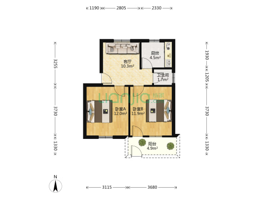 纬武路一巷 2室1厅1卫 52平方