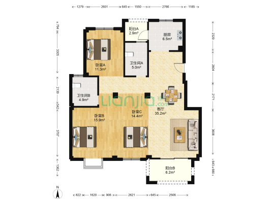 御海韵城 3室1厅2卫 120平方