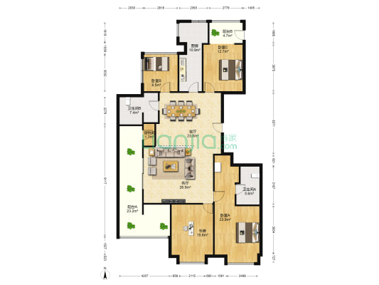逸品福邸 4室2厅2卫 167平方