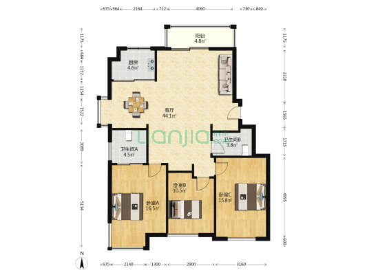 博鳌锦苑 3室1厅2卫 140平方