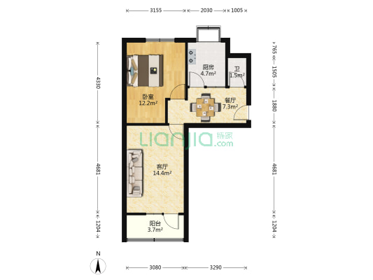 草阳村甲字五号院 1室2厅1卫 52平方