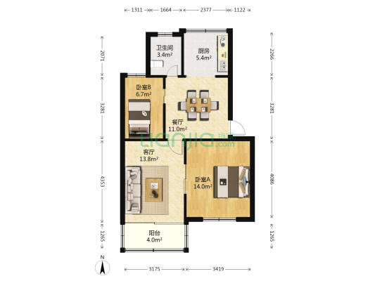 后二房路144弄 2室2厅1卫 76平方