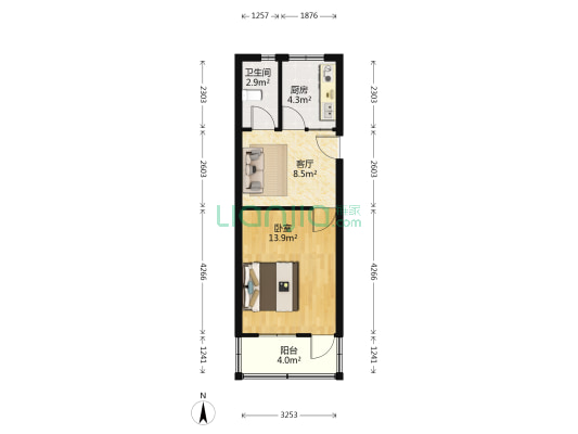 九如巷 1室1厅1卫 42平方