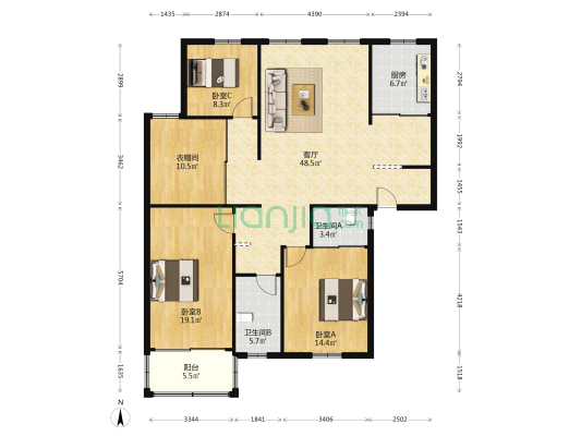 梅苑新邨 3室1厅2卫 150平方