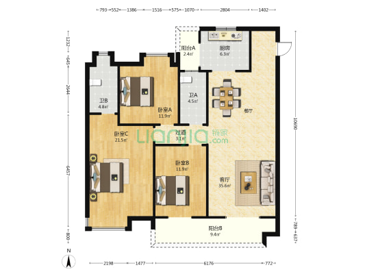 春林学府 3室1厅2卫 141平方