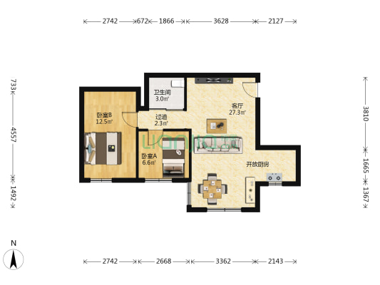 新滘医院宿舍 2室1厅1卫 67平方