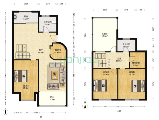 书香苑(相城) 3室1厅2卫 154平方