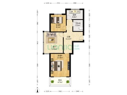 近江家园二园 2室1厅1卫 70平方