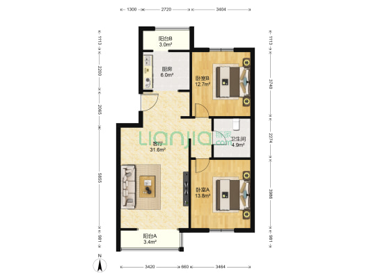 名居花园 2室1厅1卫 99平方
