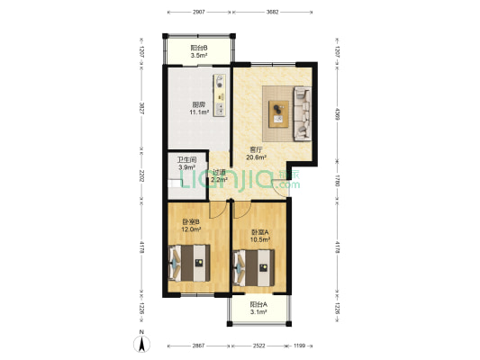 家万佳楼 2室1厅1卫 84平方