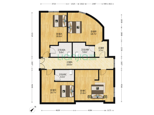 向阳街38号 4室0厅3卫 145平方